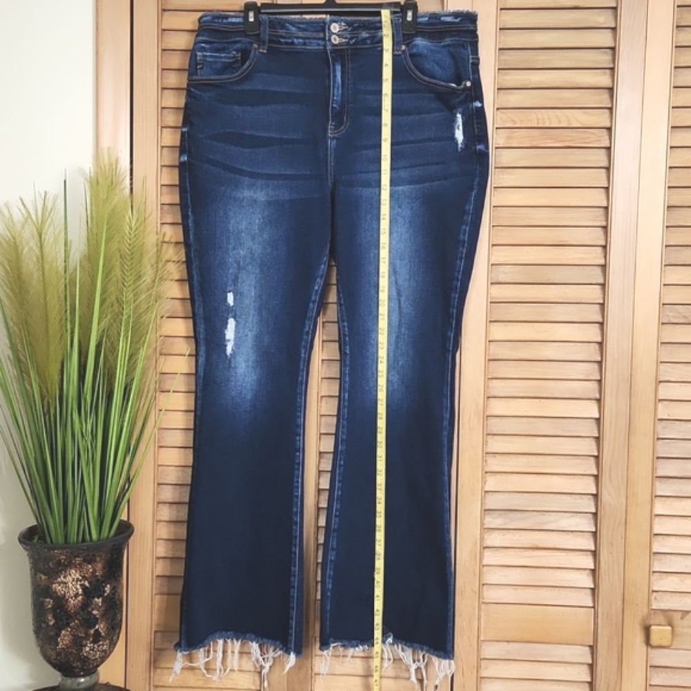 Kancan Gill High Rise Split Flare Frayed Hem Jeans - Picture 8 of 16